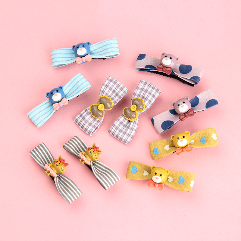 bb夹ins网红复古对夹小熊佩奇卡通发卡丸子头饰品女生儿童刘海边