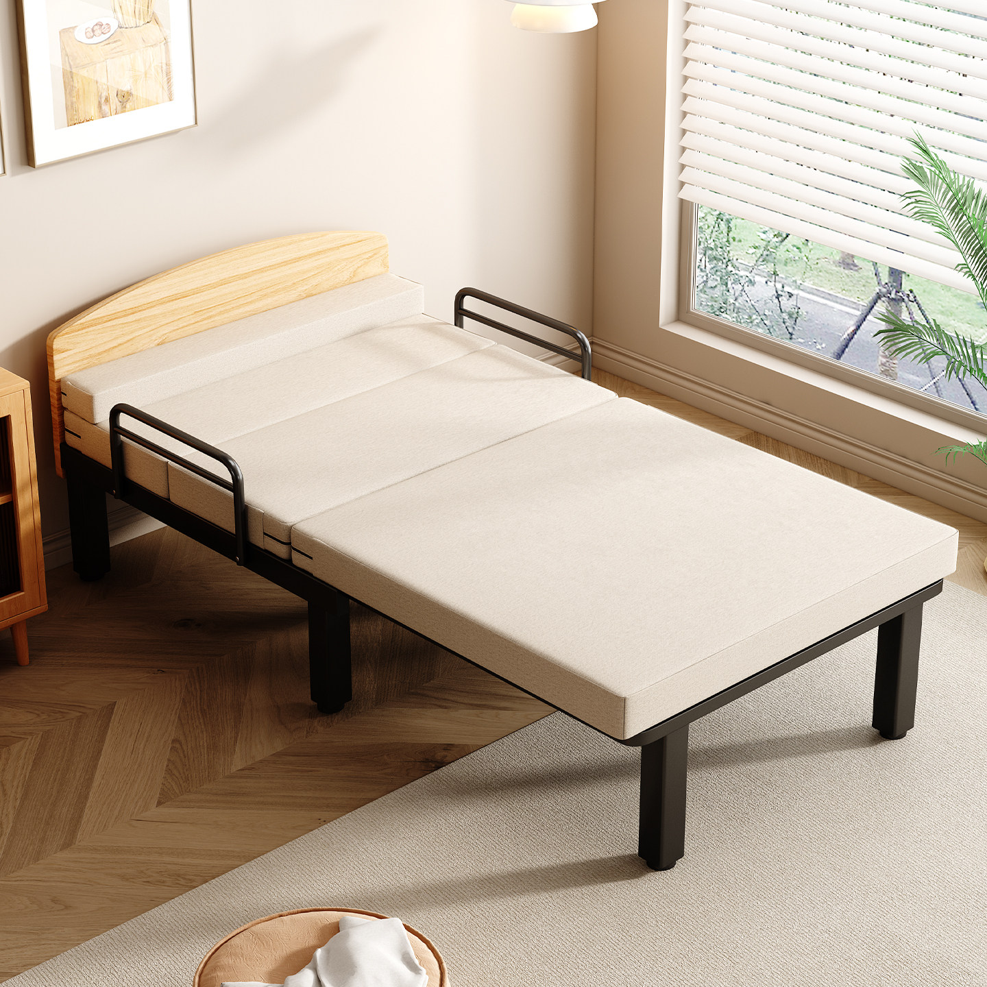 伸缩床单人家用抽拉折叠两用沙发床地台成人儿童铁艺舒适定制高度