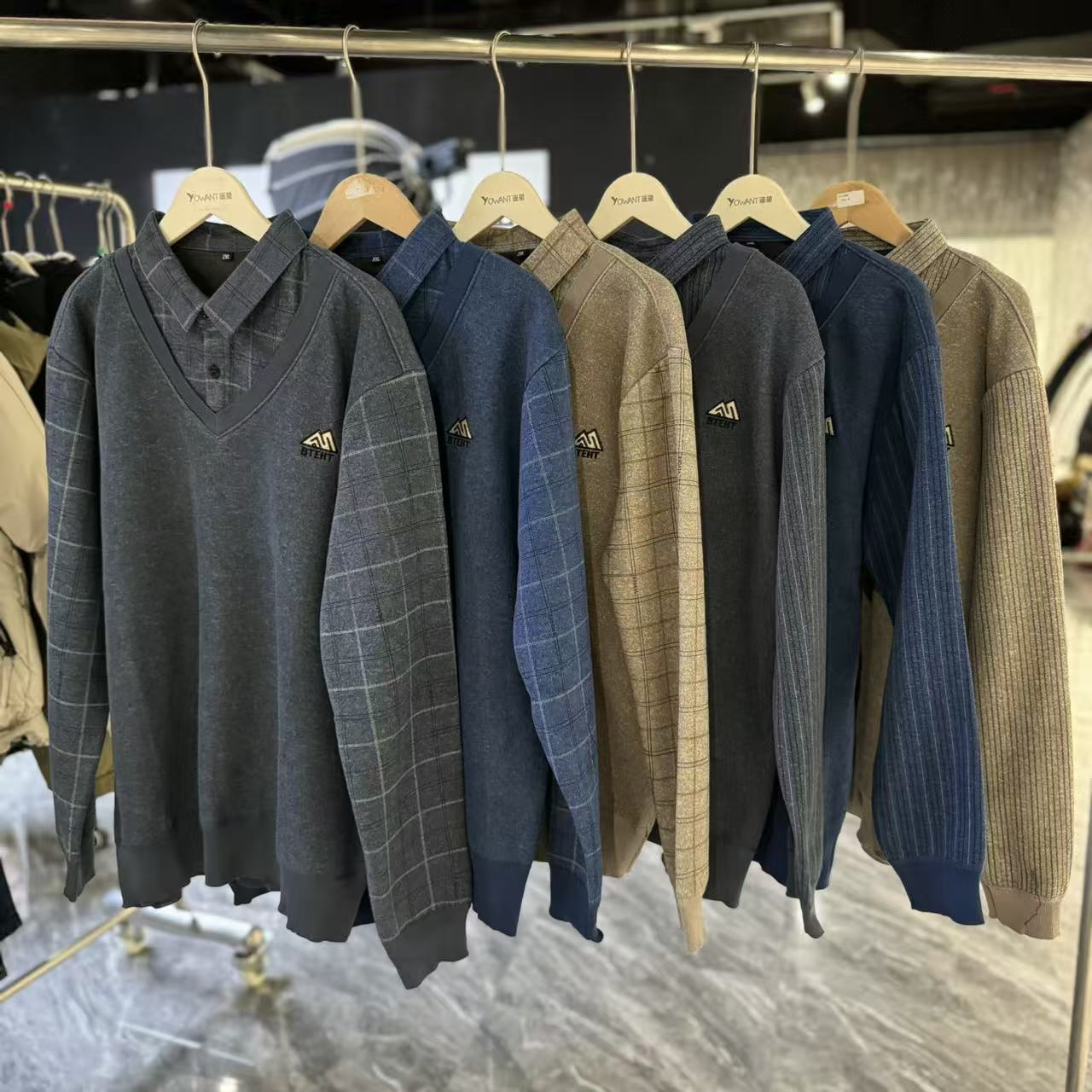 【CC家CC】男士休闲商务加绒加厚假两件长袖polo衫JLJ001