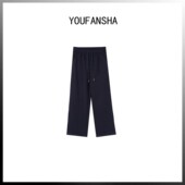 778 玉米粉丝专享 慵懒风松紧高腰抽绳直筒加绒长裤