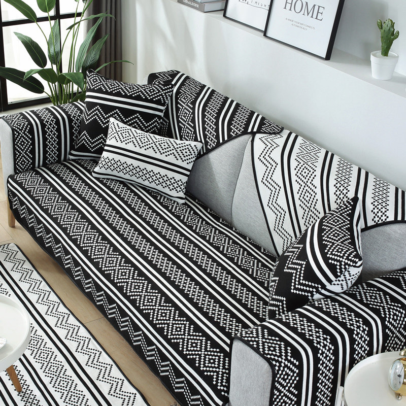 定做加厚麻棉提花沙发垫四季简约现代双面布艺坐垫全盖沙发套夏季