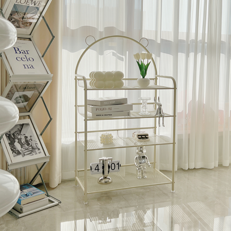 传家红奶油风金属艺术感置物架