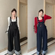 设计感孕妇装 喇叭袖 套装 秋季 新款 长袖 百搭上衣牛仔背带裤 两件套