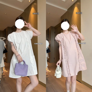 夏季孕妇装韩版减龄时尚洋气中长款2025新款圆领外穿短袖女连衣裙
