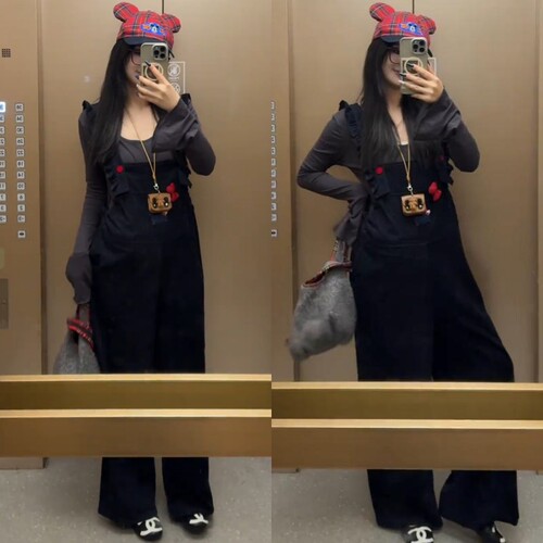 孕妇春秋两件套喇叭袖背带裤