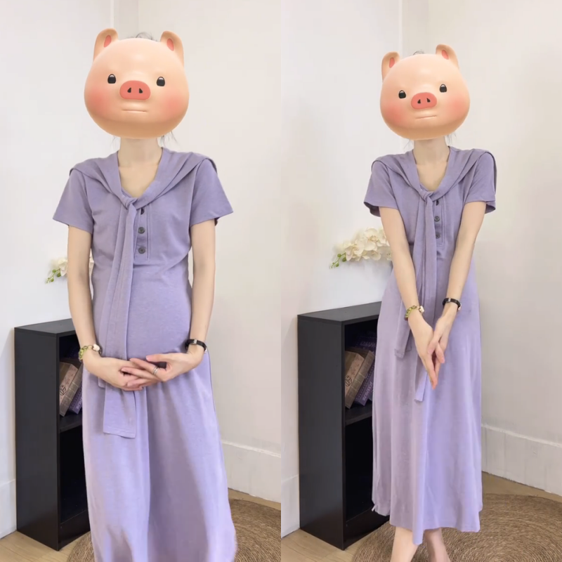 孕妇短袖圆领短袖披肩+连衣裙