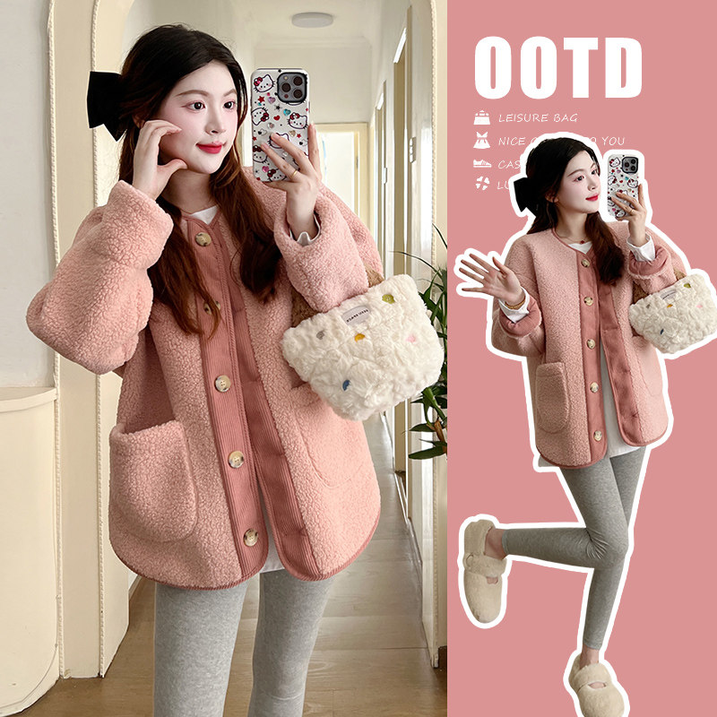 韩版秋冬长袖+裤子纯色套装