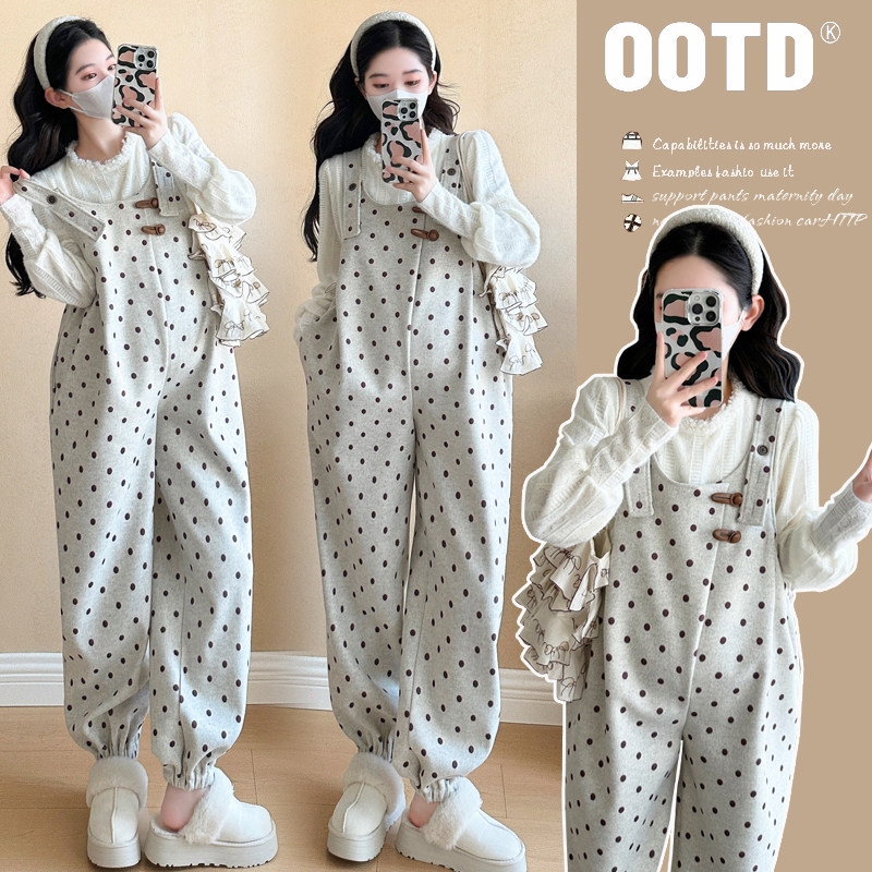 时尚孕妇装秋冬款2024新款休闲百搭宽松显瘦高级感背带裤女两件套