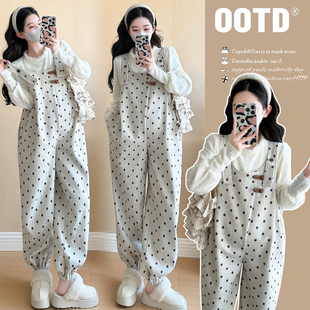 时尚孕妇装秋冬款2024新款休闲百搭宽松显瘦高级感背带裤女两件套