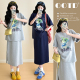 设计感短袖 夏季 孕妇装 时尚 圆领宽松印花上衣休闲半身裙两件套 新款