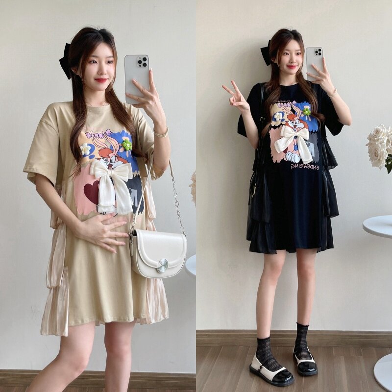 夏季孕妇大码卡通印花连衣裙