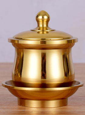 室内用品纯黄铜加内胆圣水杯供佛观音家用佛堂供杯净水杯贡杯摆件