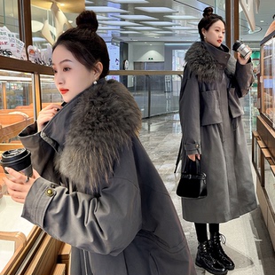 高级感派克鹅绒羽绒服女长款2025冬季新款洋气超大毛领白鹅绒外套