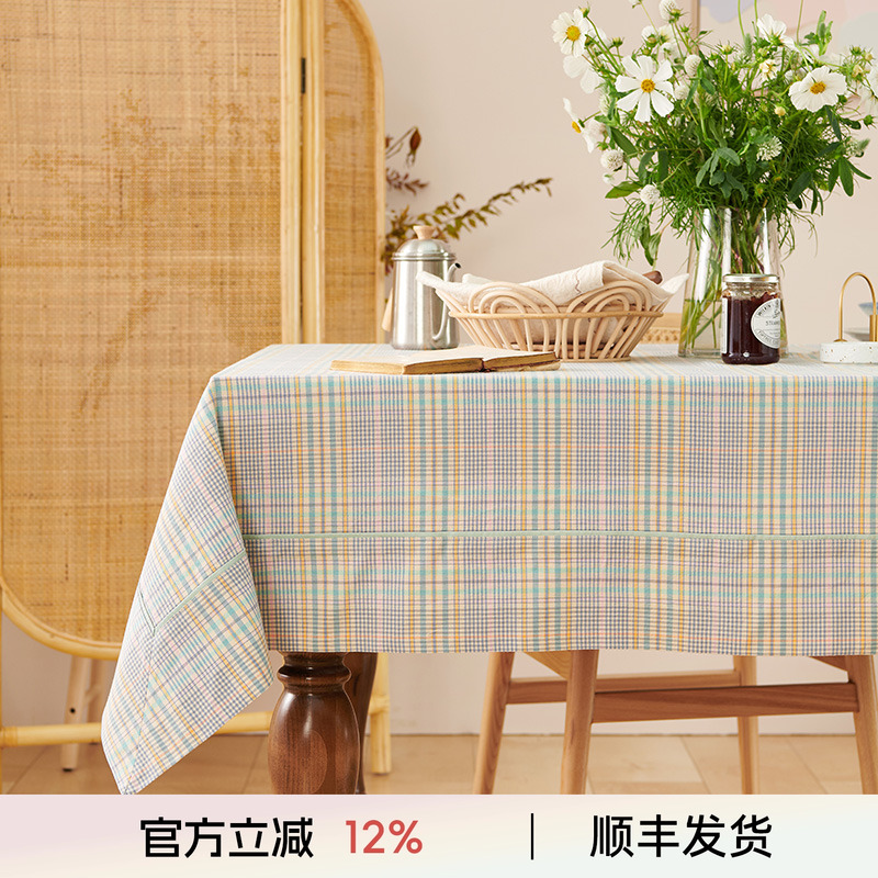 阳春小镇格子桌布欧式复古怀旧