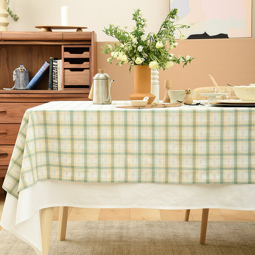 森系田园风复古格子轻奢定制桌布