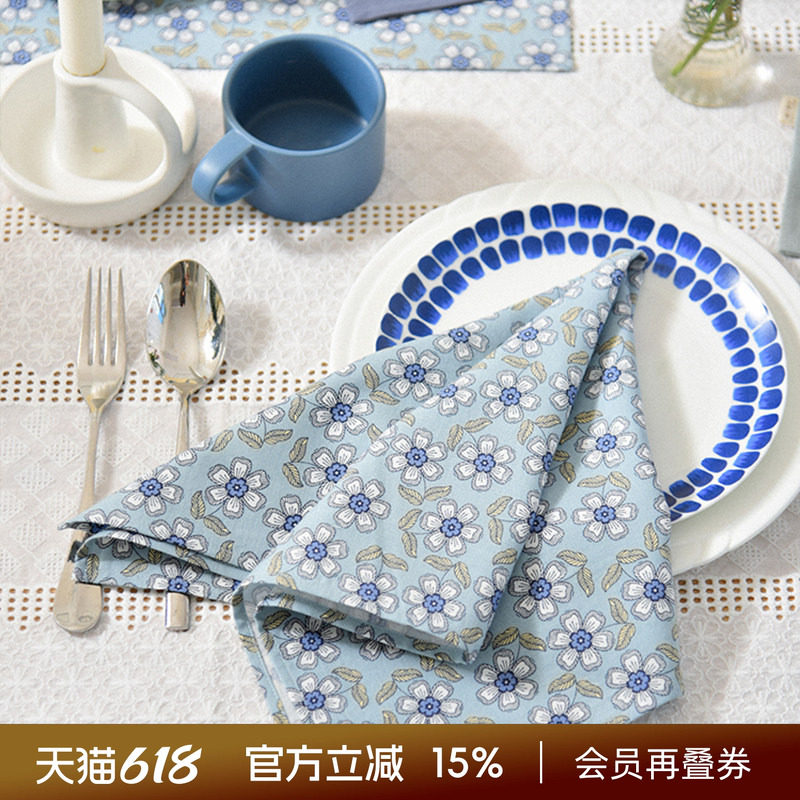 阳春小镇口布擦杯布餐巾布高级感西餐厅纯棉全棉餐桌擦嘴高档田园