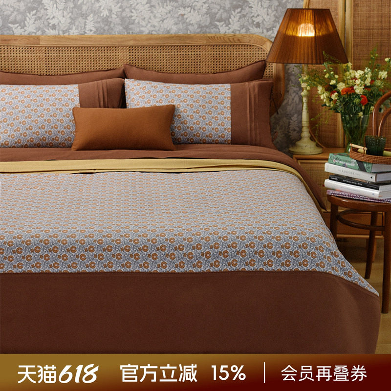 阳春小镇复古床上四件套全棉纯棉床单被罩枕罩床品结婚轻奢高级感
