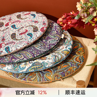 通用防滑椅子垫餐椅凳子垫 阳春小镇纯棉圆凳垫小圆坐垫座椅垫四季