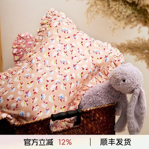 阳春小镇单人荷叶边手工婴儿枕头