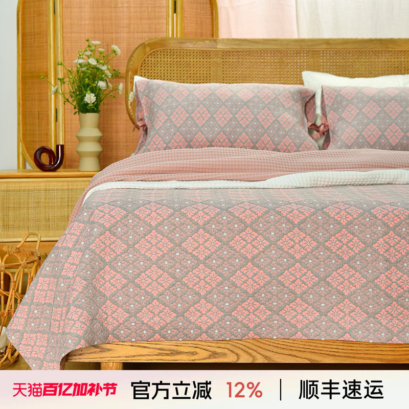 阳春小镇纯棉床单三件套单件全棉双人加厚结婚高级感轻奢高端枕头