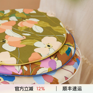 阳春小镇鸢尾小圆垫圆形坐垫椅子垫夏季 圆凳子餐桌餐椅圆垫圆椅垫