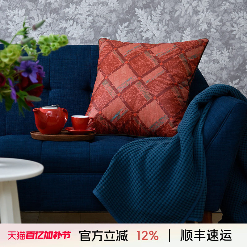 阳春小镇美式田园小碎花护腰靠垫双面棉麻抱枕沙发床头亚麻靠枕