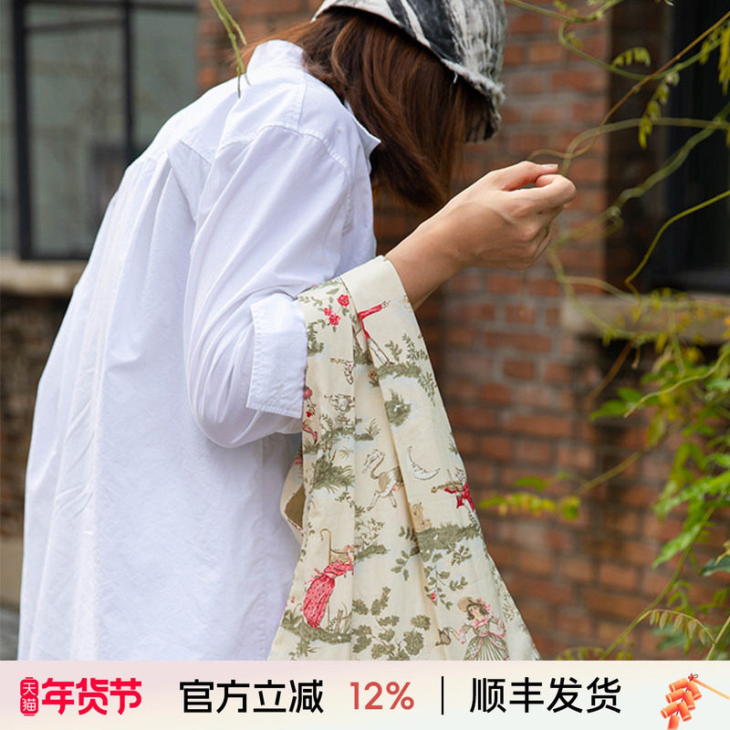 阳春小镇手提袋学生拎书袋购物袋环保袋大容量纯棉手提包高级轻奢