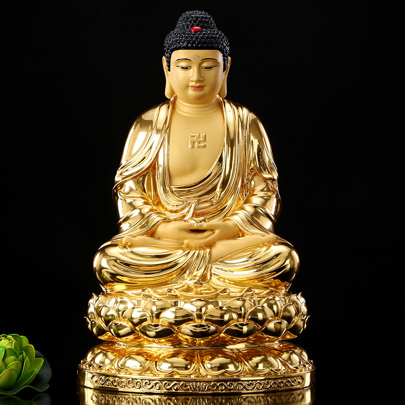 全铜释迦佛客厅室内释迦摩尼佛铜佛像贴金如来佛祖摆件
