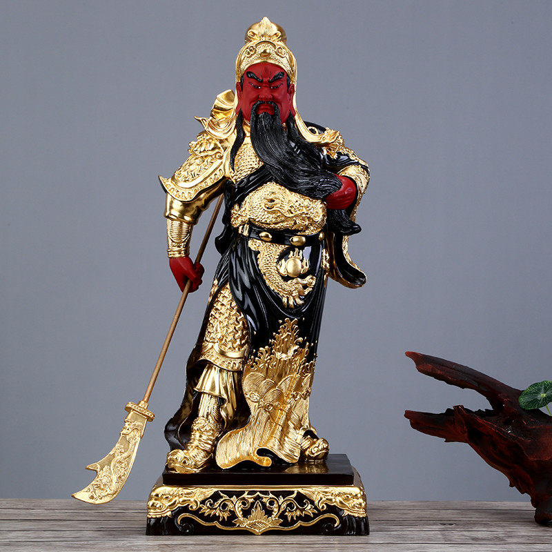 贴金关公铜像公司铜本色武财神黄铜关云长神像家用镇宅关二哥摆件