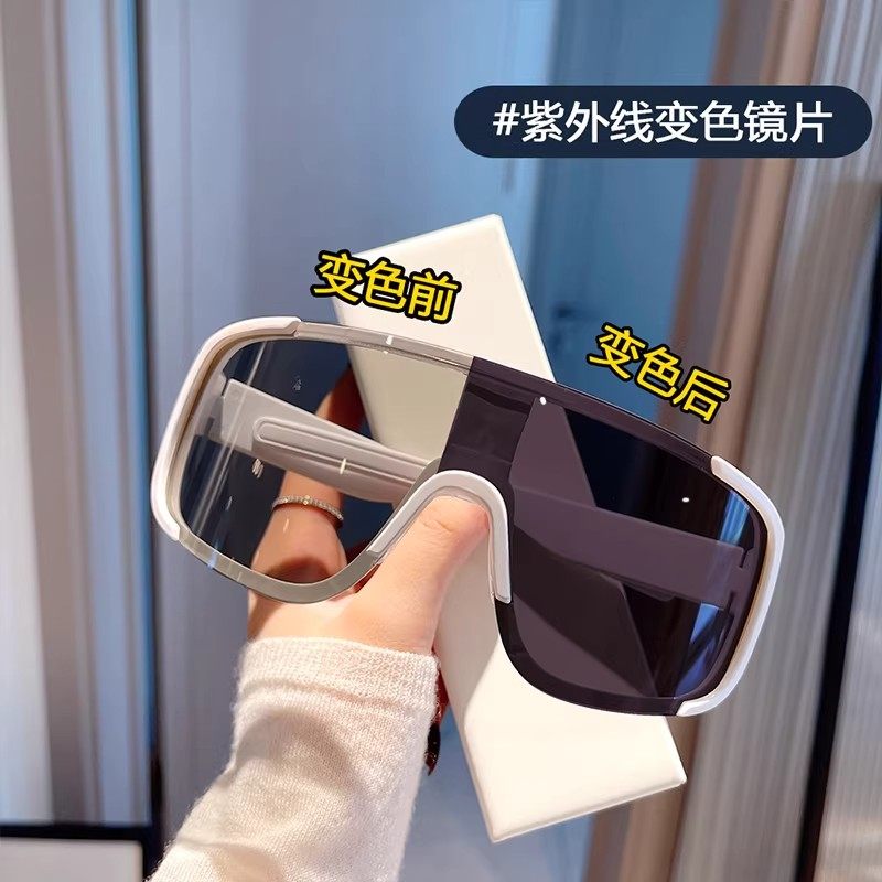 韩国【顶奢】Suvia Mao变色镜片骑行眼镜防风偏光女大框太阳墨镜