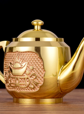 拜神茶壶茶杯黄铜供杯