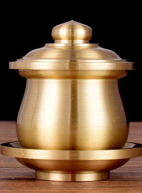 佛具用品家用黄铜素面光身拉丝圣水杯供奉财神观音供佛前净水供杯