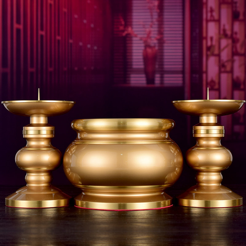 香炉烛台套装黄铜供奉拜神