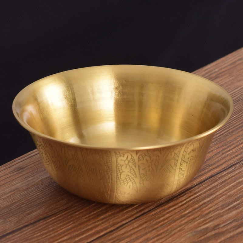 纯供奉密宗八供铜碗家用佛堂用品佛前黄铜供水碗供杯寺庙观音斋碗