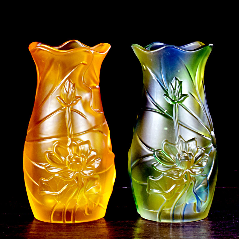 彷琉璃莲花花瓶供奉佛前佛堂寺庙家用装水插花观音宝瓶室内覆古
