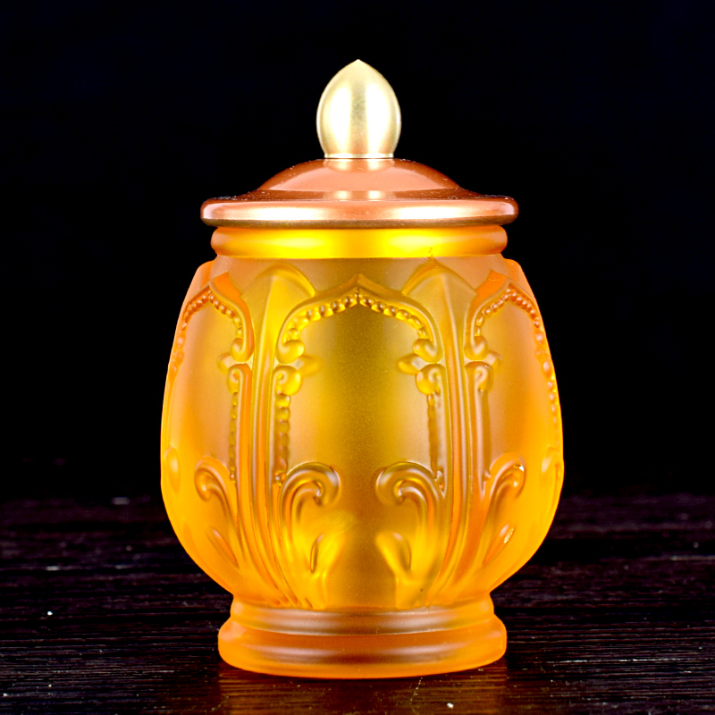 莲花仿琉璃圣水杯供奉佛前家用观音供水杯净水杯室内复古贡杯包邮