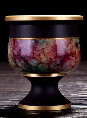 铜酒杯黄铜高脚高温烤漆彩绘高脚供杯家用供奉财神财神土地公茶杯