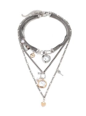 ZA设计感多层怀表回形针钥匙爱心