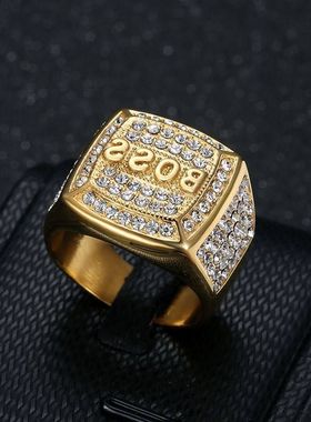 欧美新款嘻哈HIPHOP指环钛钢真空