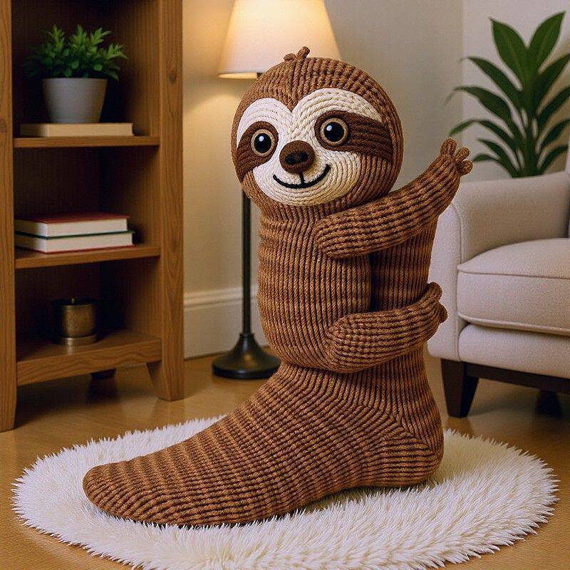 跨境新款AnimalSocks毛绒钩针袜