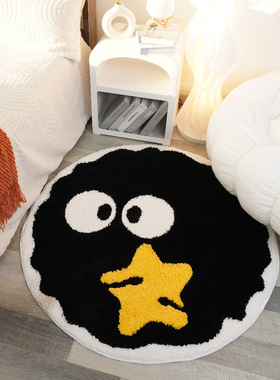 卡通地毯儿童卧室可爱植绒地垫簇绒镜前毯客厅多巴胺飘窗垫创意垫