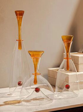现代轻奢透明玻璃酒具醒酒器摆件客厅餐厅酒柜样板间家居软装饰品
