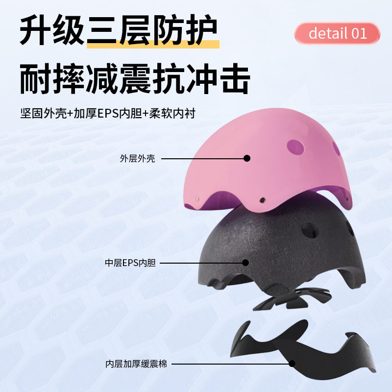 儿童梅花头盔 街舞轮滑滑板户外骑行可调节安全帽护具套装