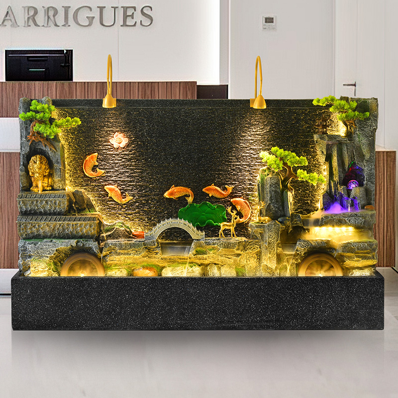 流水屏风喷泉假山水景摆件