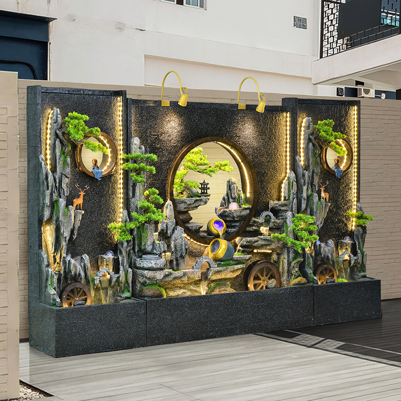 假山流水喷泉落地庭院别墅装饰