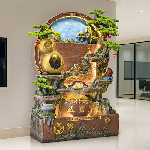 客厅流水喷泉落地假山水幕墙摆件