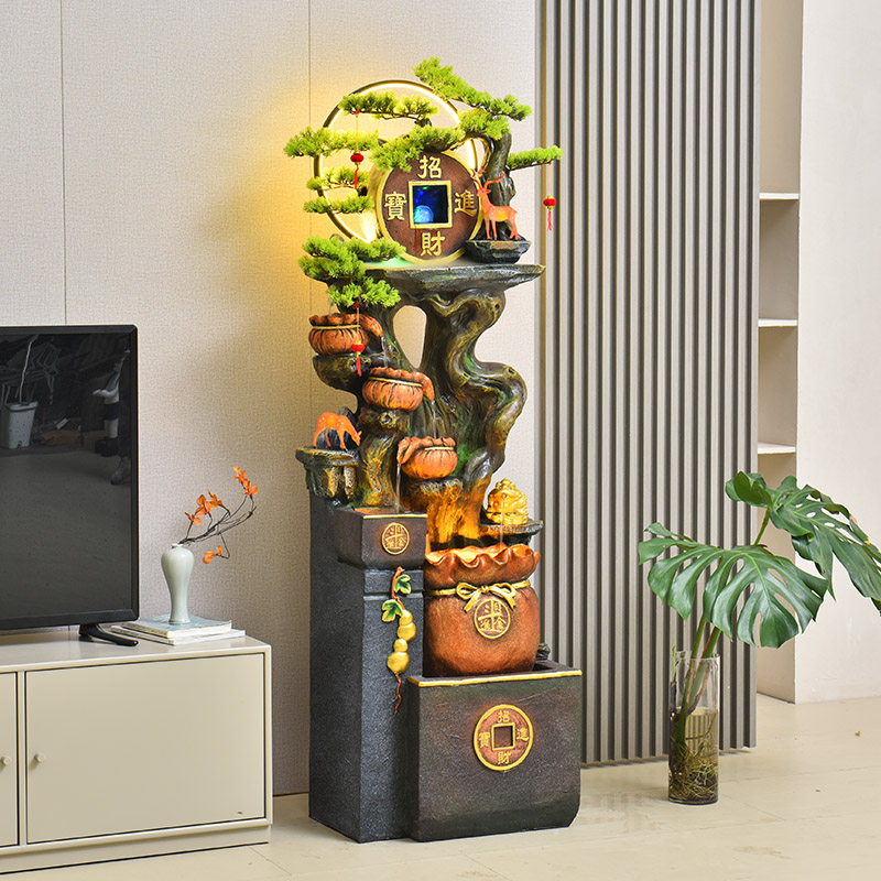 假山流水喷泉招财鱼缸水幕墙景观