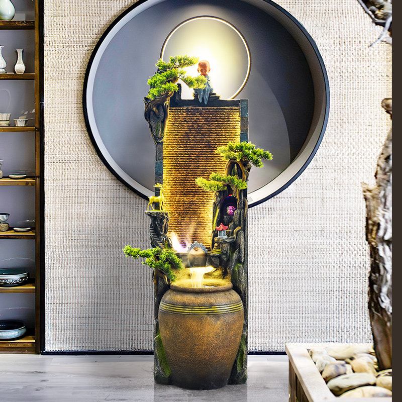 新中式禅意水幕墙流水屏风招财开业礼物假山水景喷泉客厅装饰摆件