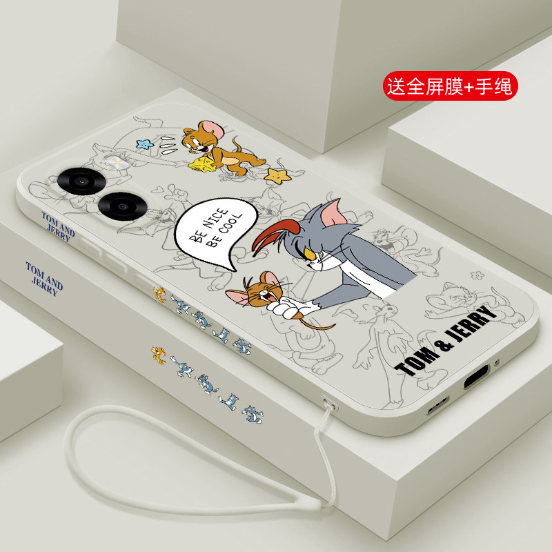 适用oppoA6s手机壳新款oppo A6i+液态磨砂硅胶保护套A6c镜头全包A6v防摔超薄软壳男女生网红创意卡通猫和老鼠