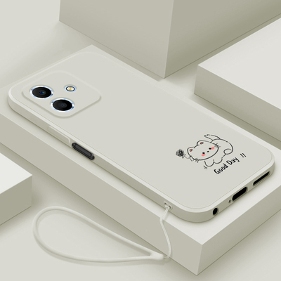 适用荣耀play6Tpro手机壳新款华为honorPlay6t液态硅胶保护套play6c镜头全包防摔软壳男女生简约卡通线条小猫